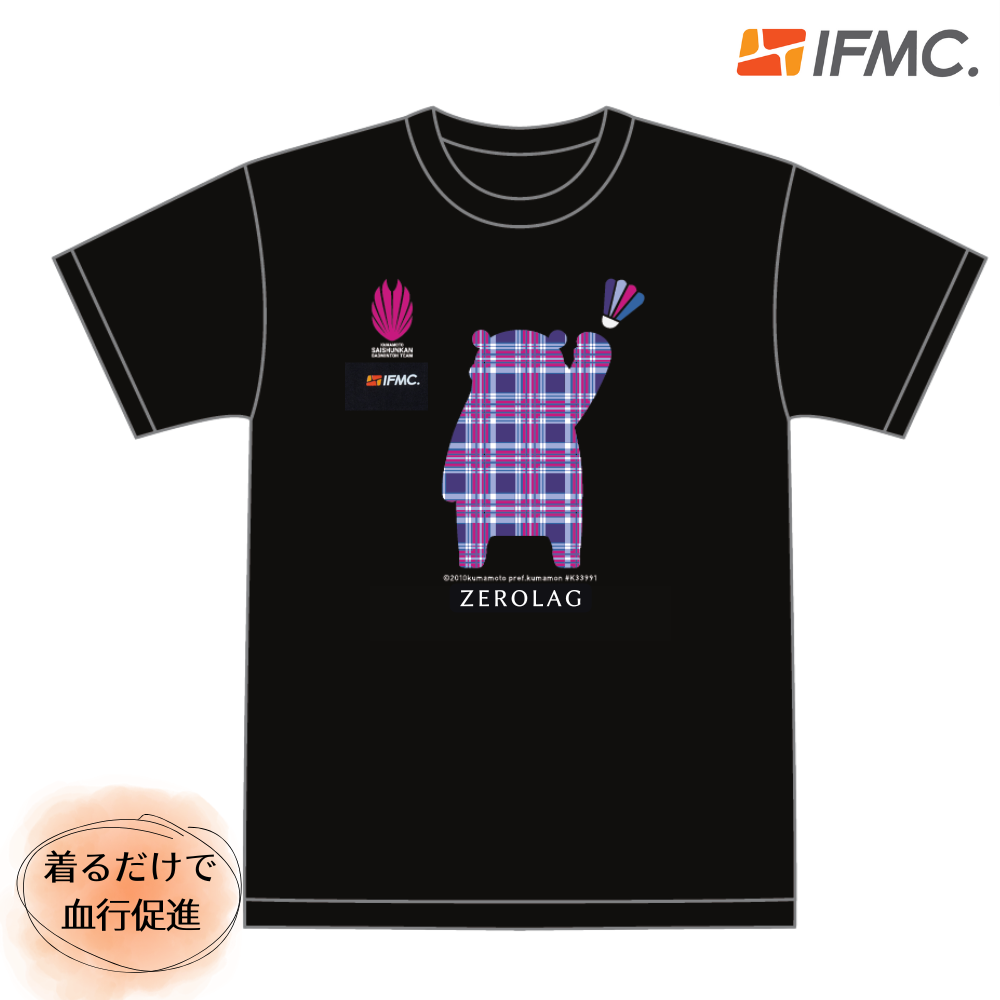 【ZEROLAG】イフミック加工パフォーマンスウェア　チェックTシャツ くまモンver.